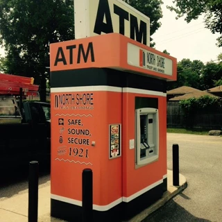 Automatic Teller Machine ATM Enclosure wrap graphics for North Shore Trust and Savings, Waukegan, IL