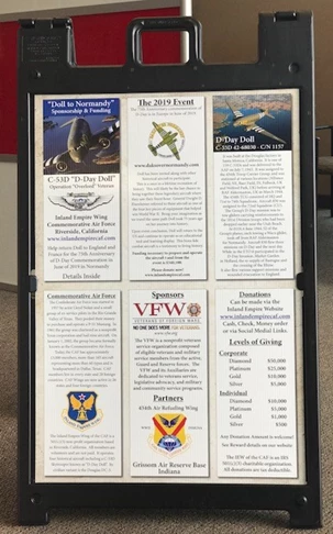Sandwich board for Commemorative Air Force Base, Riverside, CA
