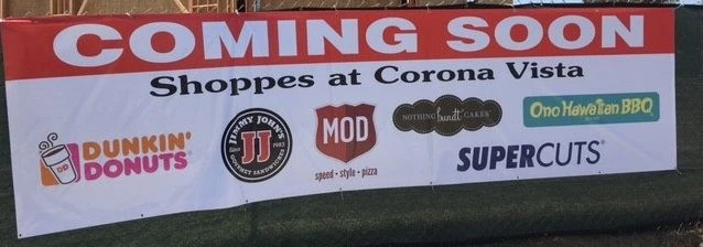 Coming soon shopping center banner, Corona, CA