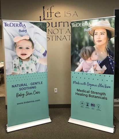 Pull up retractable banner set up for TriDerma, Corona, CA