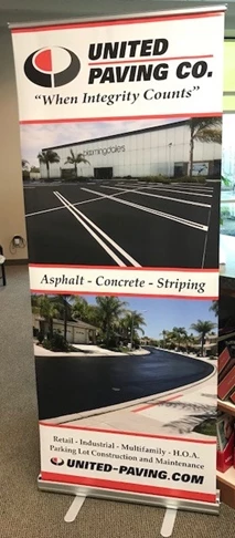 Pull up retractable banner for United Paving Co, Corona, CA
