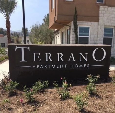 Customized monument sign for Terrano Apartment homes, Dos Lagos, Corona, CA