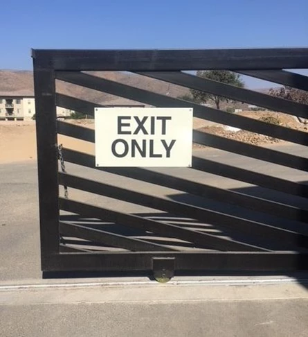 Custom Exit Gate Sign for Terrano Apartments, Corona CA