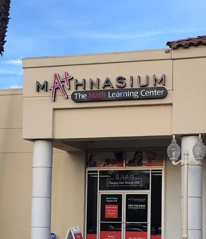 Exterior building signage for Mathnasium in Redland, CA