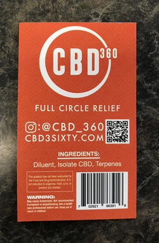 Product labels for CBD360