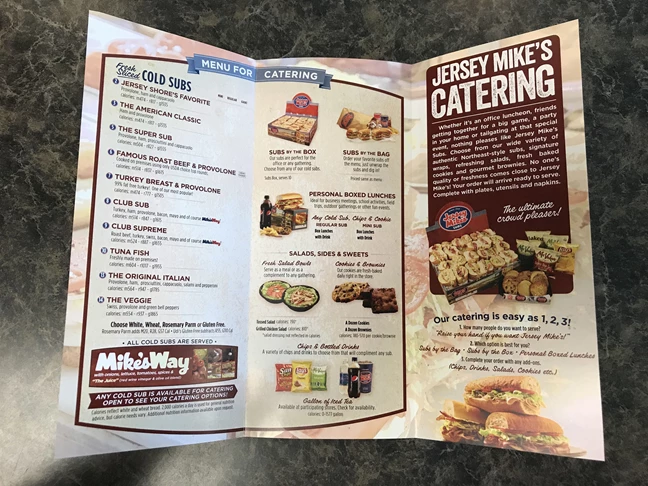 Brochure for Jersey Mikes Subs 